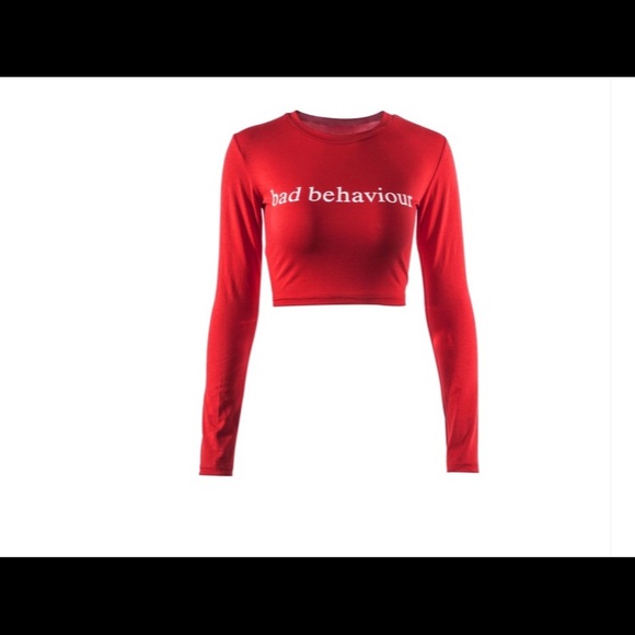 Tops - Bad Behaviour Long Sleeve Crop Top